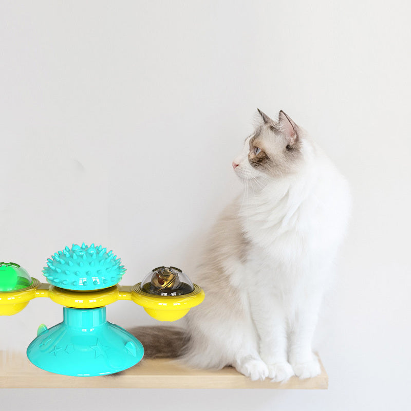 Cat Rotating Windmill Multi-Function Toys Itch Scratching Device Teeth Shining Toy 2193797107965