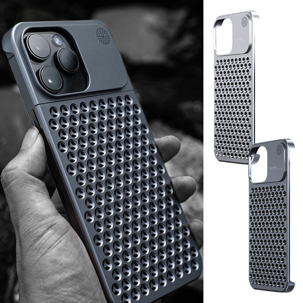 Aluminum Alloy Phone Case For 14 13 Pro Max Plus Hollow Heat Dissipation Anti-fall Full Body Shockproof Phone Cove 21e5414c 1