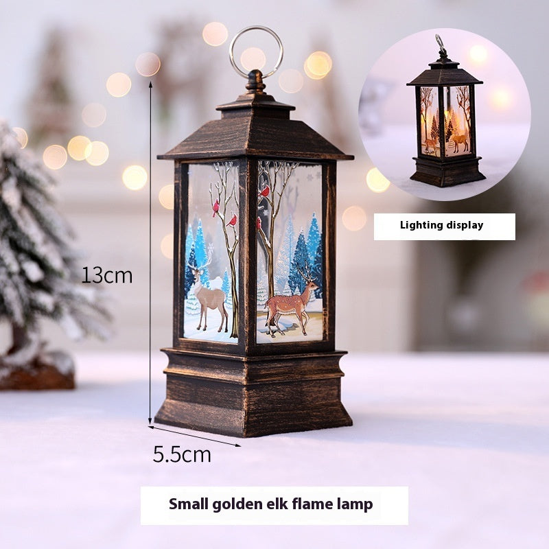 Christmas Portable Oil Lamp Santa Claus LED Night Lights Battery Powered Indoor Outdoor Hanging Lanterns Festive Party Decora
