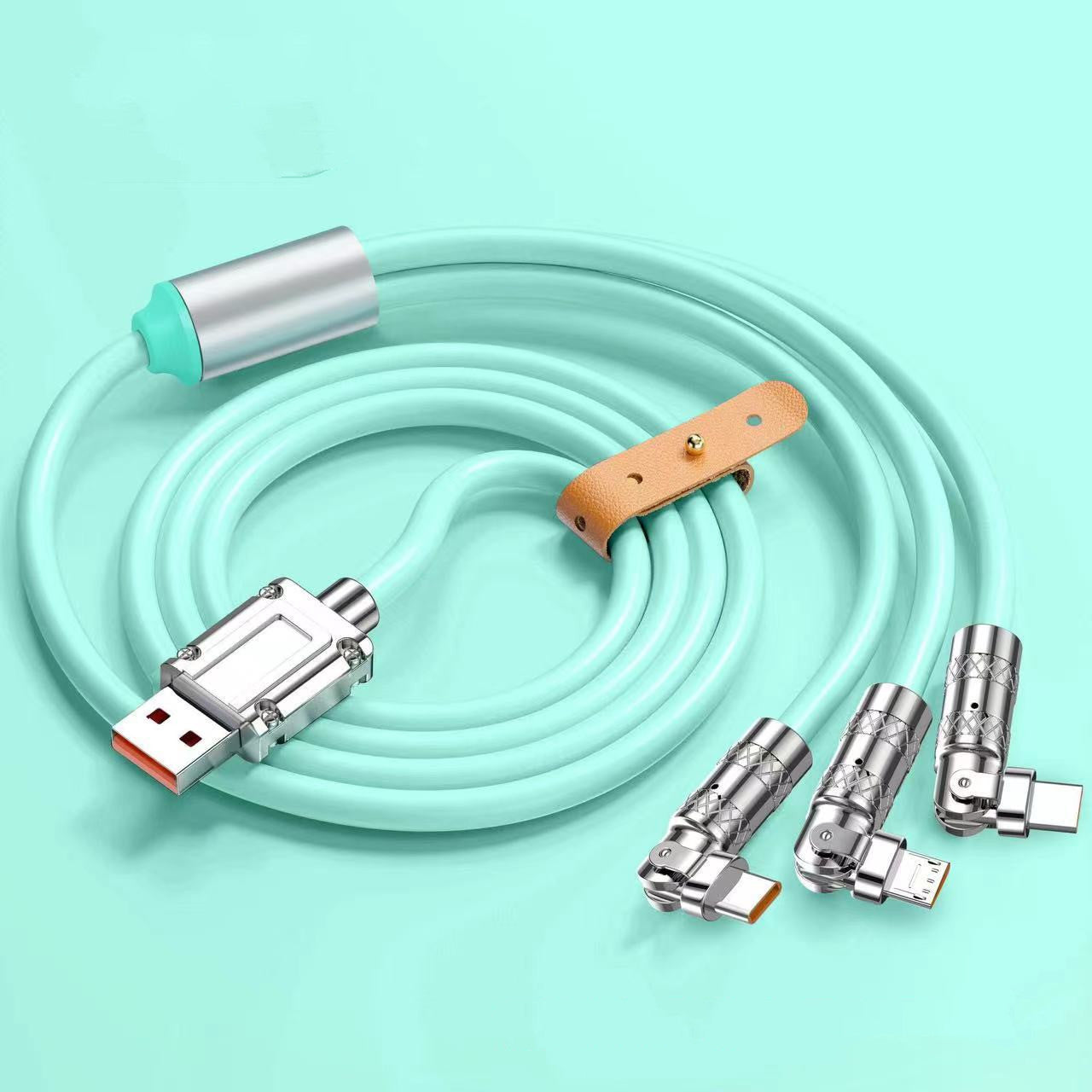 120W One-to-three Elbow Fast Charging Zinc Alloy Charging Cable 180 Degree Rotation - 图片 9