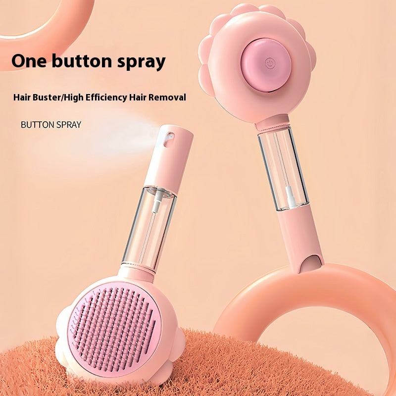 2 In 1 Self Cleaning Dog Brush Comb With Spray Pets Grooming Hair Remover Combs Brush Floating Hair Pet Grooming Brush Pet Products - HD Wireless Product #2
