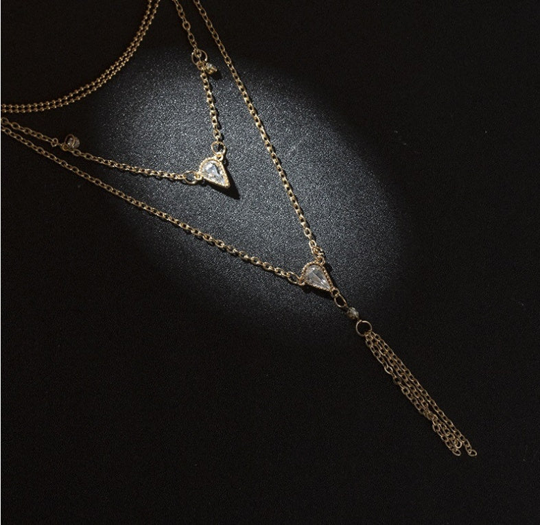 Vintage four-layer drop diamond necklace 2291552285507