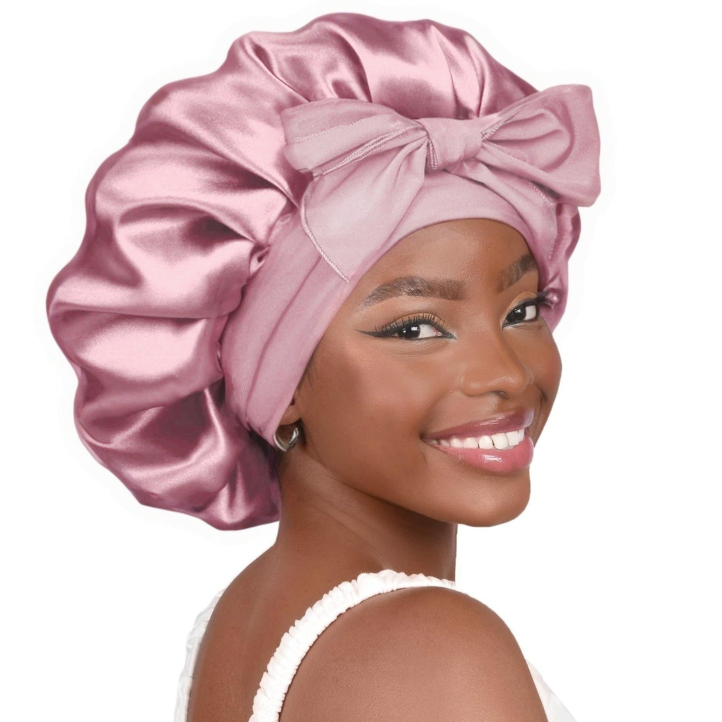 Double-layer Ribbon Round Cap Bow Hair Care Wide-brimmed Hat 22a32529 ec3a 4aa6 9778 e2972bc5a2d2