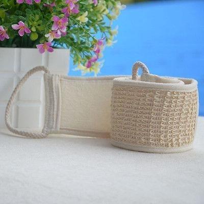 Pure natural cotton and linen long strip pull back bath towel Strong exfoliating massage back bathing strip 2305502220135