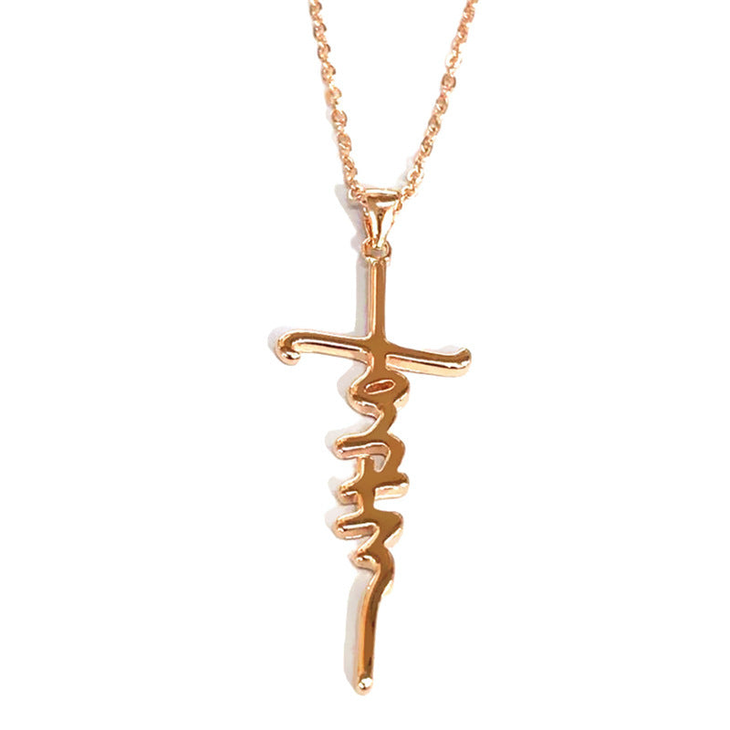 Woven letters cross necklace women 232354788411