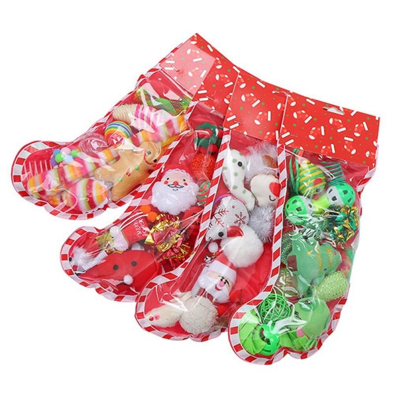 Christmas stocking bells plush mouse funny cat stick pet cat toy 2370784677690