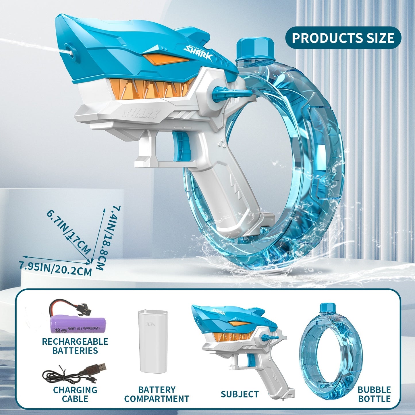 New Shark Electric Water Gun Toys Fully Automatic Continuous Fire Water Gun Large Capacity Beach Summer Children's Water Play