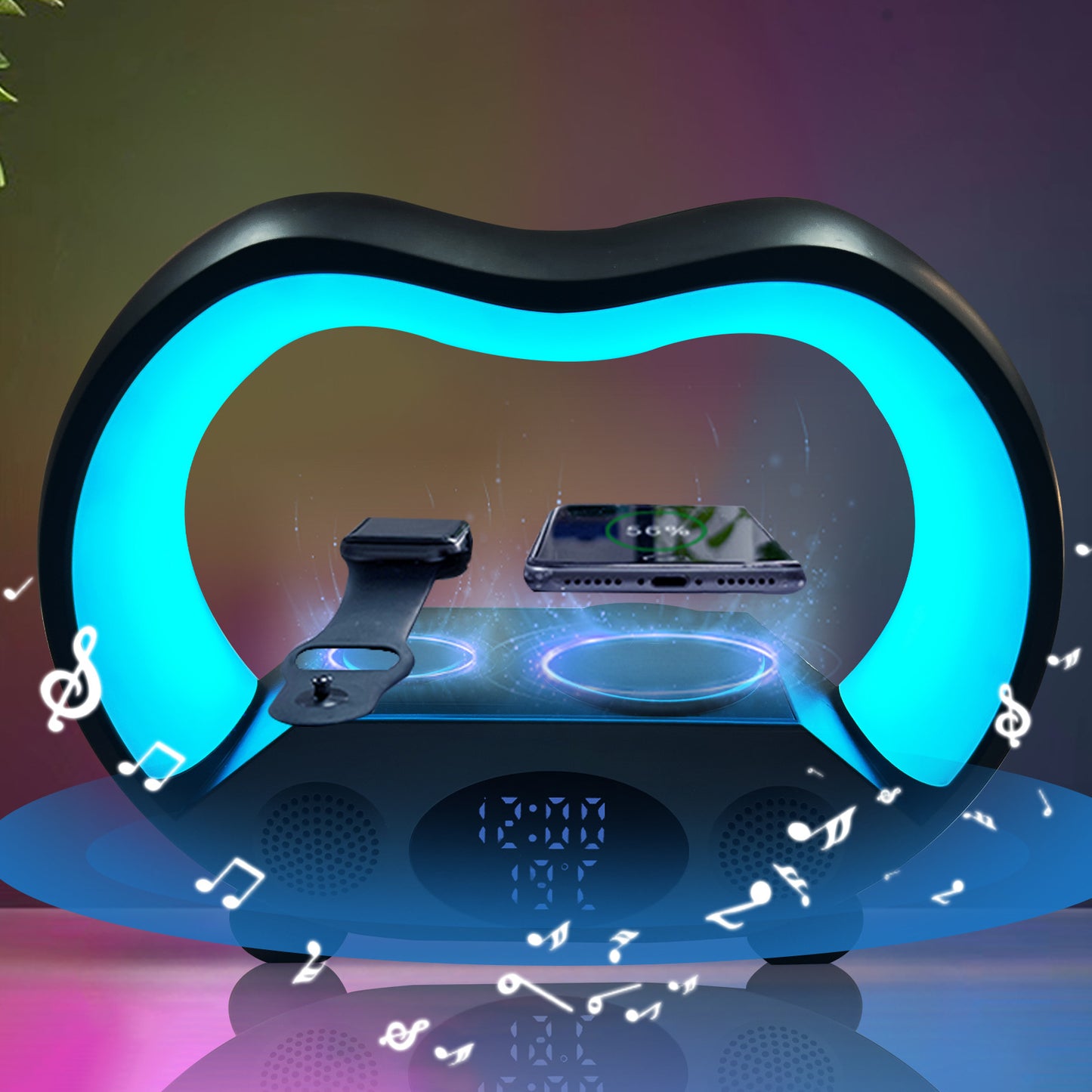 2024 New 6 In 1 Smart Remote Control Bluetooth-compatible Ambience Intelligent LED Table Lamp Multi-function Wireless Charger Night Light Bluetooth-compatible Speaker - 图片 7