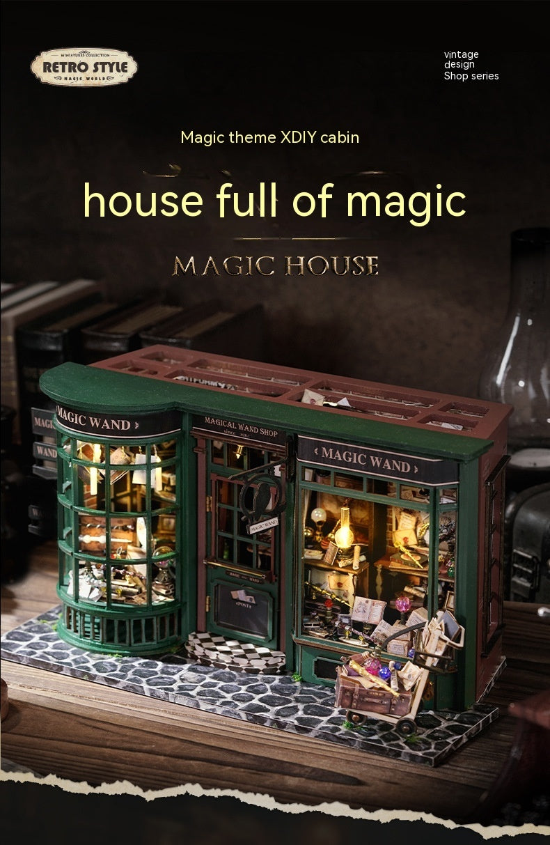 Children's Toy Magic Street House Decoration Birthday Gift Creative Handmade DIY Wooden Assembly Model 2402161047130323100