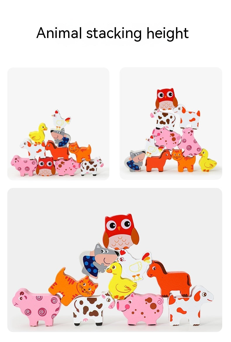 Wooden Farm Animal Car Pulling Radishes Bug Catching Educational Toy 2403050911130328900