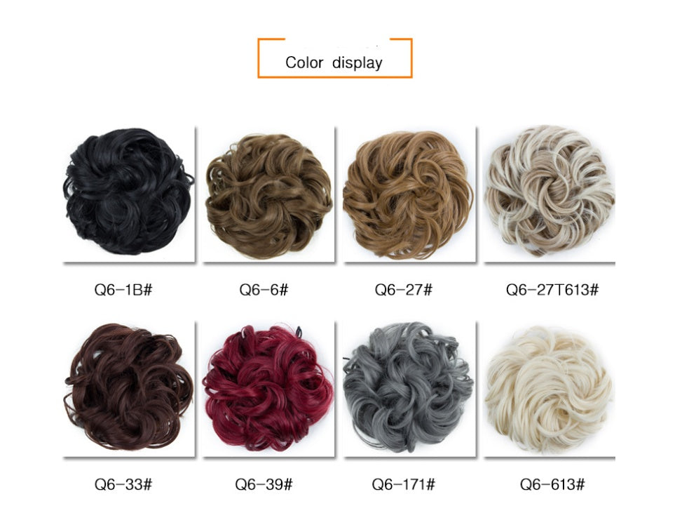 Europe, Japan, and South Korea popular hair bun fluffy natural drawstring curly hair ball head hair ring hair set female hair