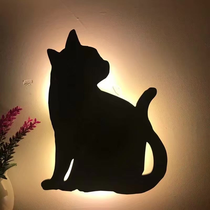 LED Animal Dog Cat Night Light Kitten Smart Sound Sensor Control Wall Lamp Home Corridor Balcony Night Lamp Baby Kids Sleep L