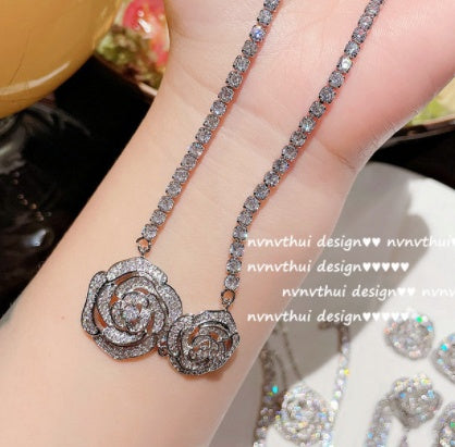 Camellia Full Zirconium Ring Micro Setting Stud Necklace 2464be8b 106f 402a 93b3 598bb809784e