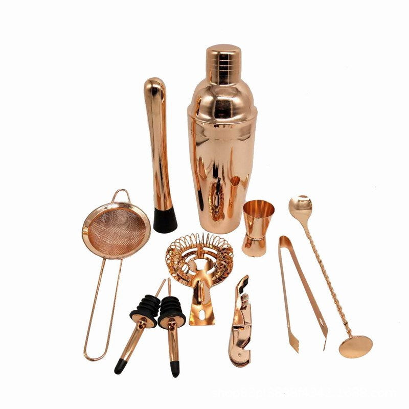 Stainless Steel Cocktail Shaker with Wooden Stand for Home Bar Party 2493139887127