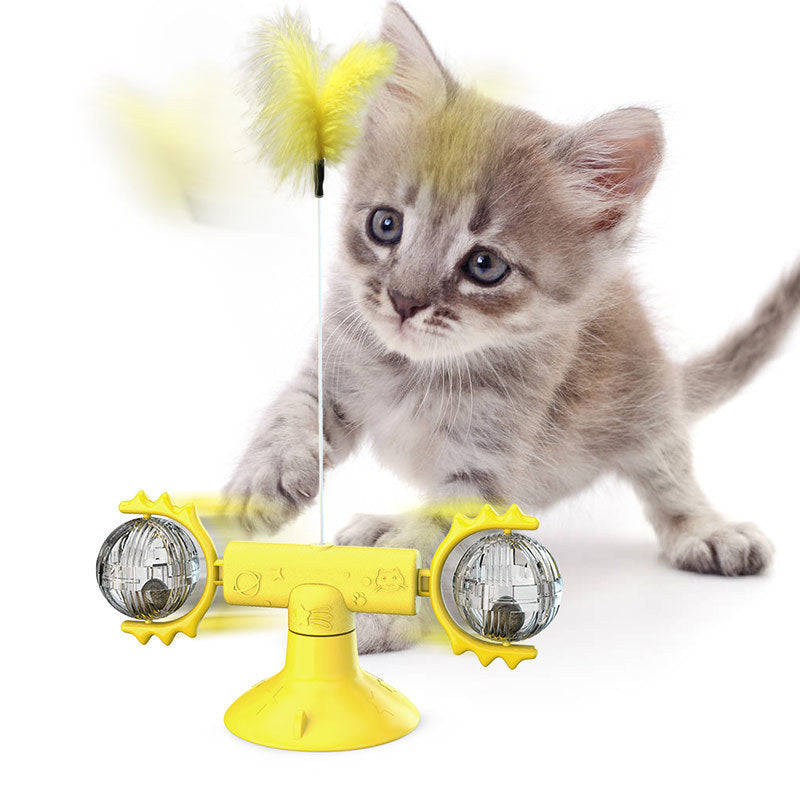 Cat Rotating Windmill Multi-Function Toys Itch Scratching Device Teeth Shining Toy 2496224841777