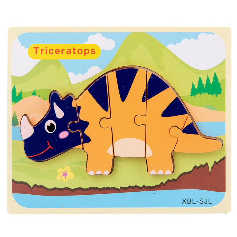 Baby Wooden Cartoon Dinosaur 3D Puzzle Jigsaw for Kids Montessori Early Learning Educational Puzzle Toys 2518511248959