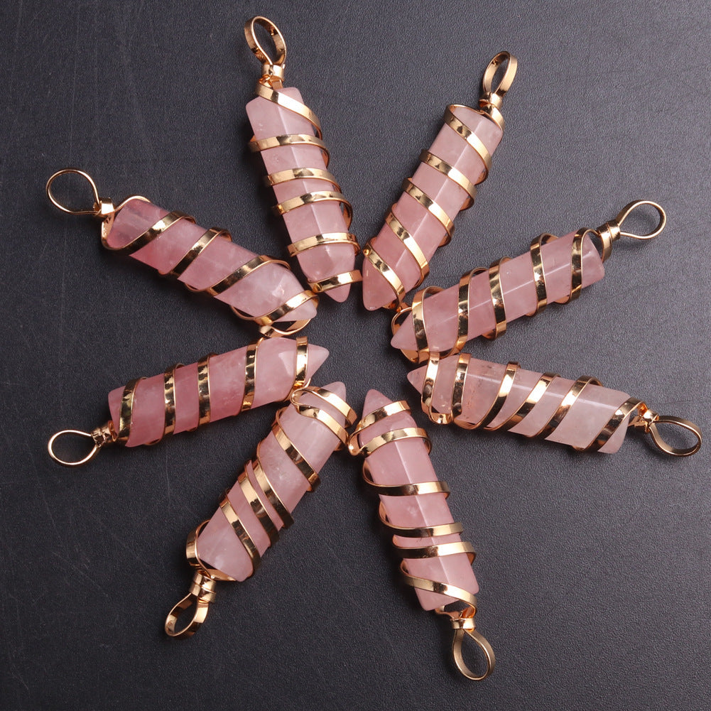 Crystal Red Agate Hexagon Pillar Bullet Pendant 253b4d4b c38a 46d1 95eb f7274beb2ec4