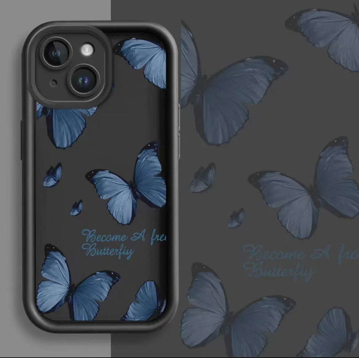 Blue Butterfly Printed Edging Drop-resistant Phone Case 25659778 4164 49b6 93b4 412d6661ba57