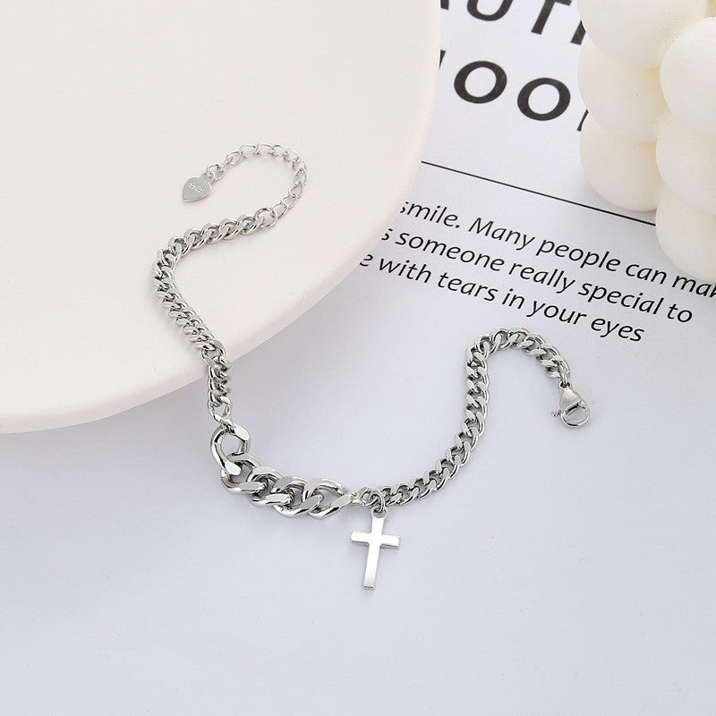 Creative Simple Cross Personalized Hip Hop Ins Bracelet Single Layer Twist Geometric Ornament 25e999f2 fd19 4eaf 852a d5e5b35