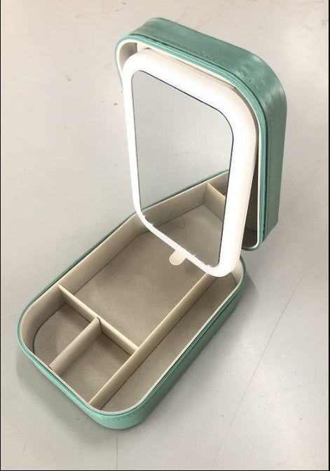 Makeup Storage Box With LED Light Mirror Portable Travel Makeup Cosmetics Storage Box Touch Light Storage Organizer 26182d0f