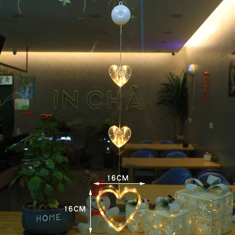 Christmas 3pcs LED Light Star Xmas Tree Hanging Sucker Lamp Window Ornaments Decoration For Home Xmas Navidad New Year Decor