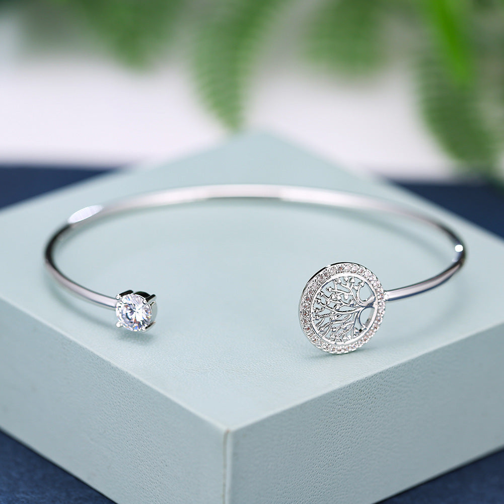 Gold Hope Tree White Diamond Bracelet Women Elegant Retro Style Jewelry 2655969845342