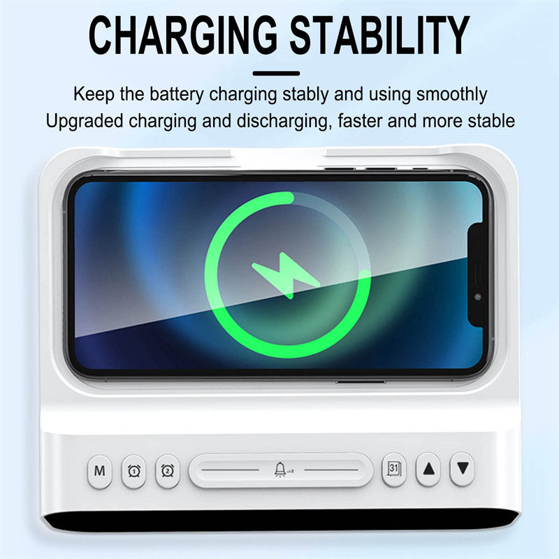 15W Three-in-one Wireless Charger Temperature Tester Multi Alarm Clock Fast Charging Mobile Phone Usb Charger Charging Station - HD Wireless Product #5