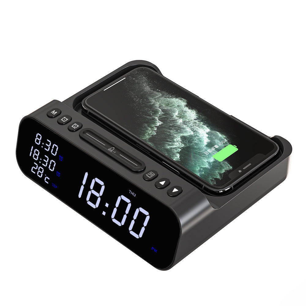 15W Three-in-one Wireless Charger Temperature Tester Multi Alarm Clock Fast Charging Mobile Phone Usb Charger Charging Station - HD Wireless Product #12