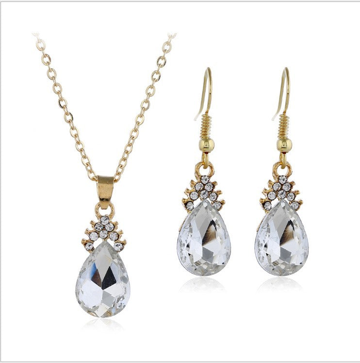Womens Diamond Crystal Necklace Earrings Crystal Necklace Earrings Set 26958492708