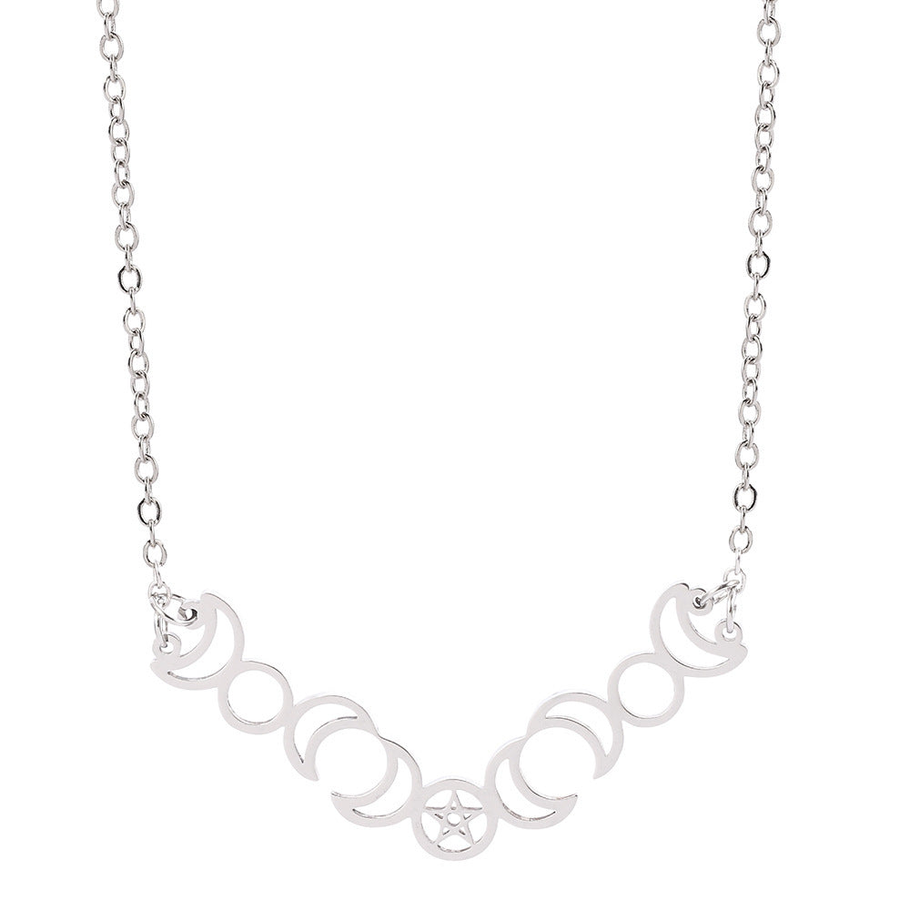 Five Pointed Star Sun Moon Necklace Multi Month Hollow Stainless Steel Pendant 2703a99b 36c4 48eb ab82 7d19de69d0a1