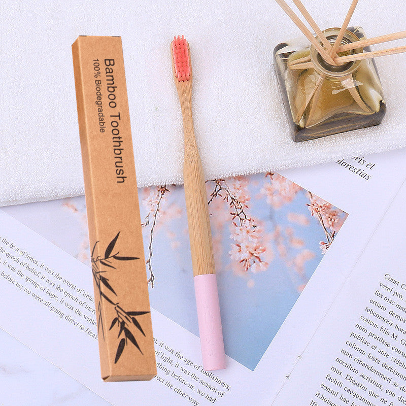 Natural bamboo handle round bamboo toothbrush 27909688801