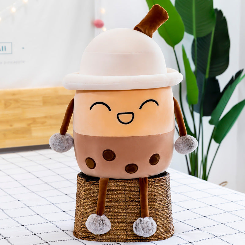 Simulation Milk Tea Cup Cute Expression Pillow Plush Toys 2872107051738