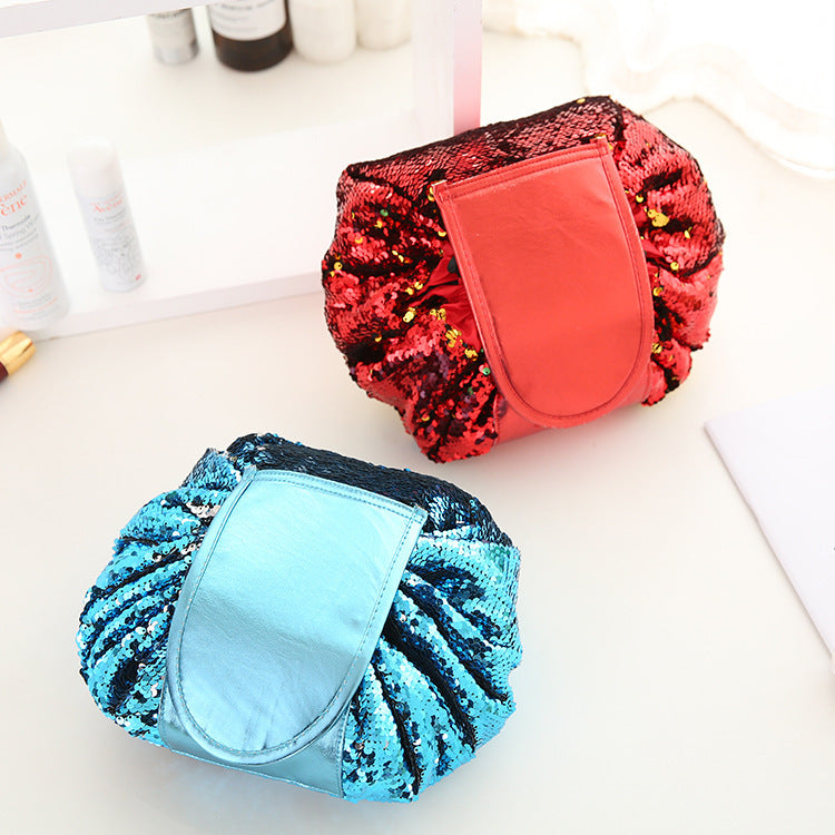 Mermaid Sequins design Cosmetic Bag Drawstring Makeup Case Women Travel Make Up Organizer Storage Pouch Toiletry Wash Kit 290
