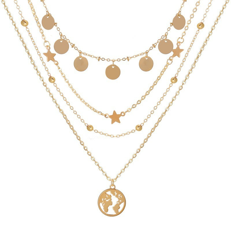 Simple Round Piece Five-Pointed Star Pendant Multilayer Necklace 2947d9e1 ace9 47cc bf79 56ca2c67eafb 8667d0ba f6cd 4bce 8ee6