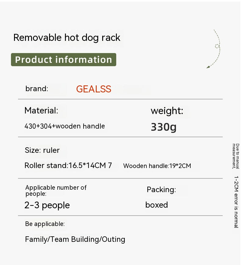 Hot Dog Rack Removable Stainless Steel Roasted Sausage Doll Rack Rolling Barbecue
