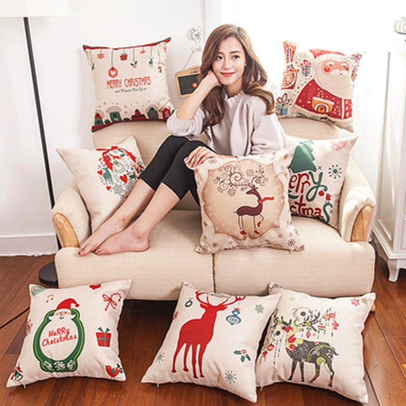 Christmas Hot-selling Home Sofa Office Creative Linen Pillowcase 2972318787198