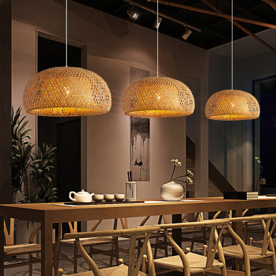 Bamboo Woven Simple Japanese Creative Pastoral Chandelier 297565652092