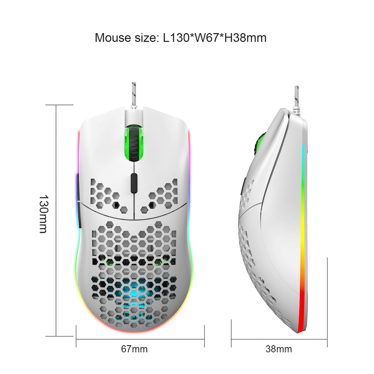 Lightweight Honeycomb Shell Hole Game Wired Mouse - 图片 7