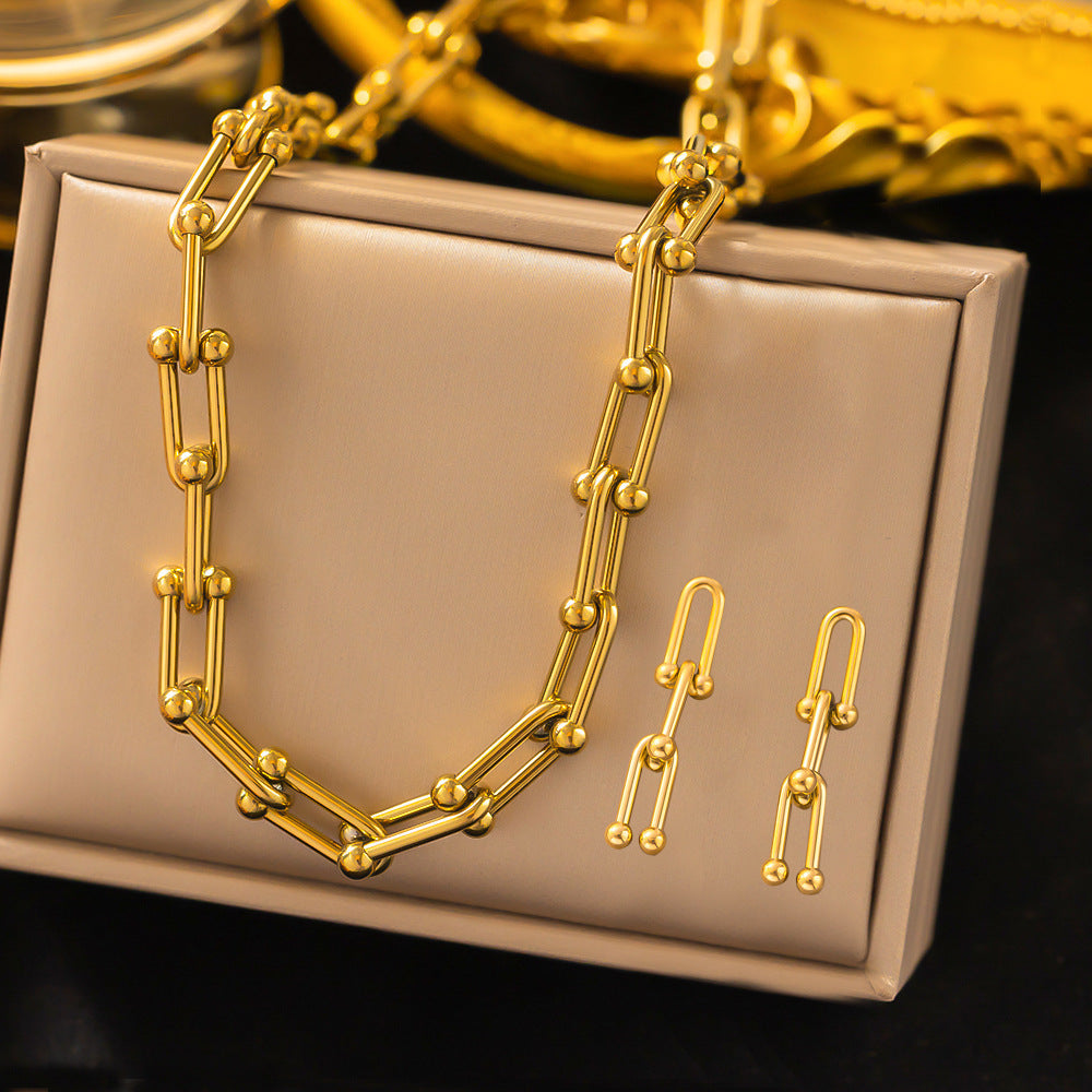 Stainless Steel Necklace Earrings Women's Jewelry Suit 29c9bd5c bfe9 410c 94a3 3342e7b86fcc