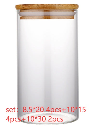 Kitchen Jar For Food Storage Round High Borosilicate Food Glass Jars with Bamboo Lid 2a4af4f6 4255 4a61 b30b ae458c995912