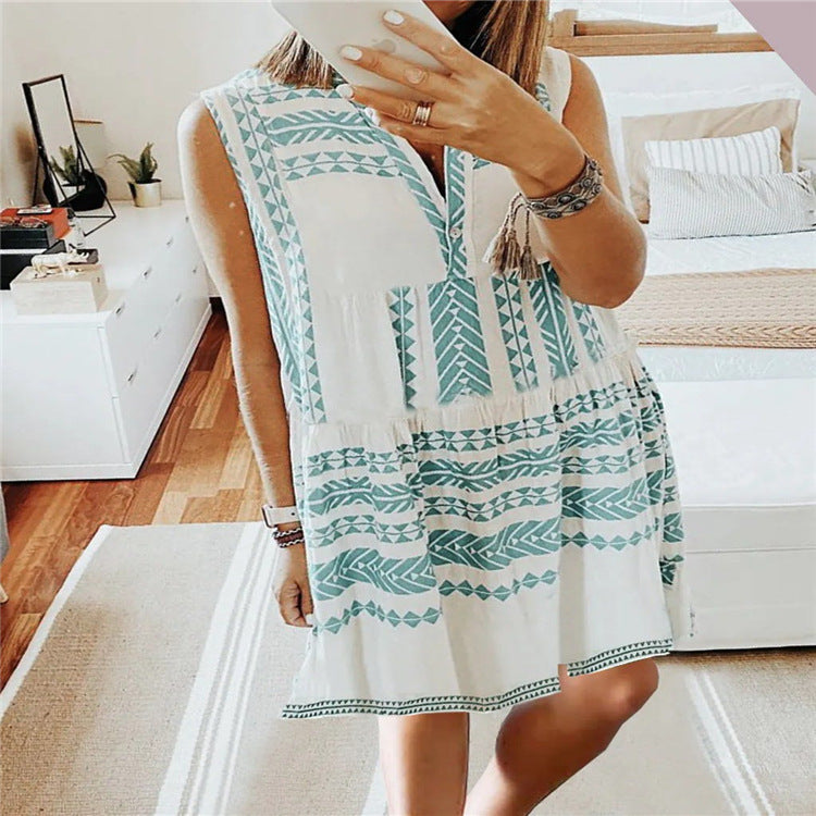 Women's New Printing Sleeveless Printed Dress In Stock 2aad9602 dc4d 4390 8666 7d1ae8b6712c