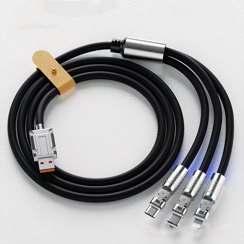 120W One-to-three Elbow Fast Charging Zinc Alloy Charging Cable 180 Degree Rotation - 图片 8