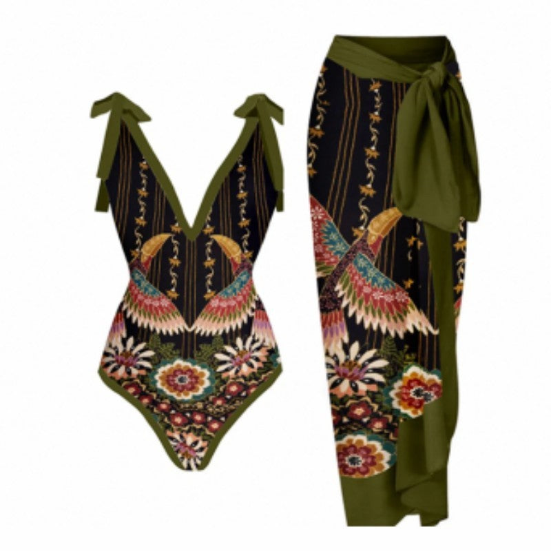 Siamese Conservative Covering Belly Thin Swimsuit French Retro One-piece Bikini 2ae51a07 9fe4 417b b23f b5f49923431a