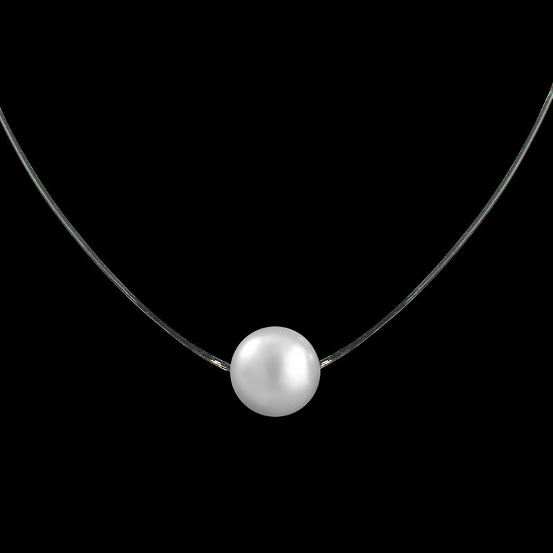 925 Silver Natural Freshwater Beads Fish Line Pearl Necklace - HD Wireless Product #4