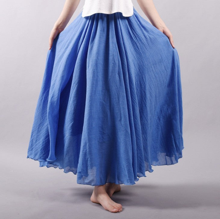 Mori Girl Art Plus Size Cotton And Linen Skirt Elastic Waist Linen A-line Skirt 2c028013 6369 4065 84dc fa808ea2e973