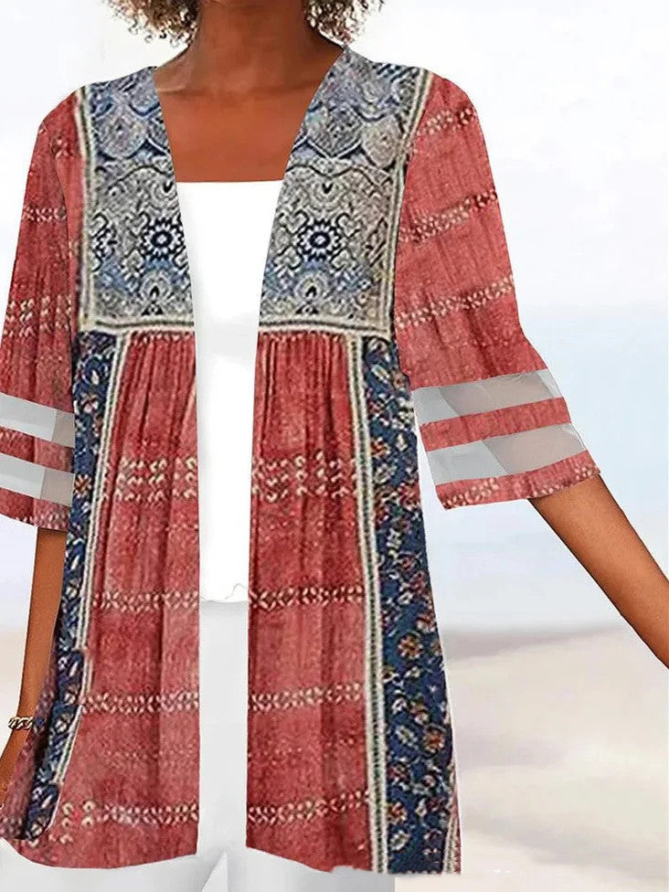 Floral Print Mid Length Sleeves Loose Small Coat 2cc0a55c 4d18 437d a8c2 37096c9ec2eb