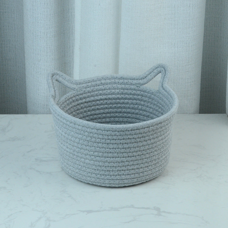 Cat's Ears Desktop Storage Basket Hand Woven Cartoon 2df622f8 648b 4b97 99bc 33273fdf74af