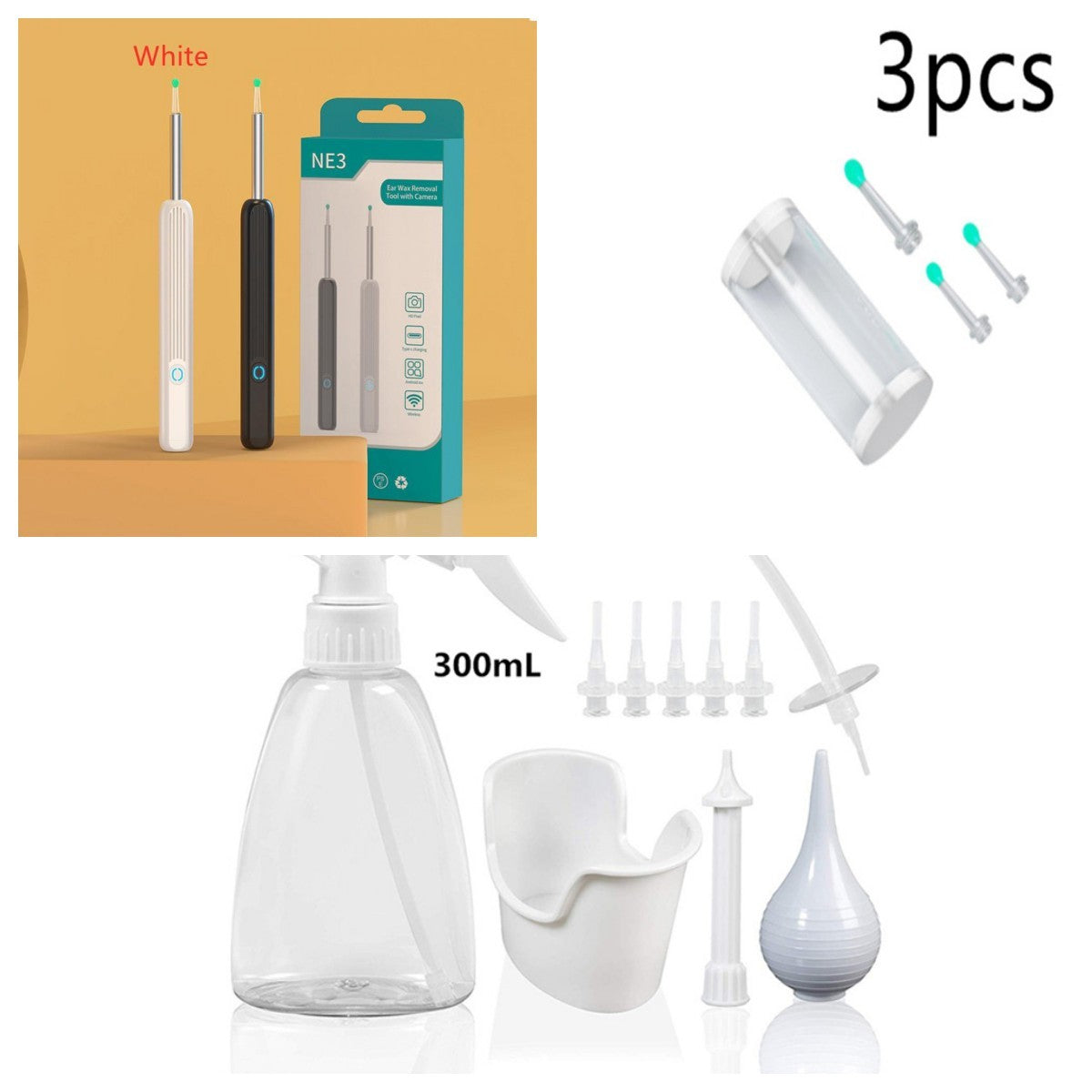 NE3 Ear Cleaner Otoscope Ear Wax Removal Tool With Camera LED Light Wireless Ear Endoscope Ear Cleaning Kit For I-phone 2e6d1
