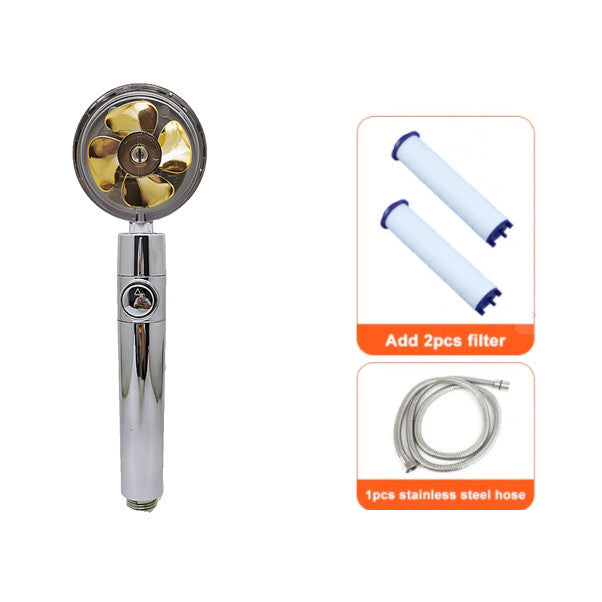 Shower Head Water Saving Flow 360 Degrees Rotating With Small Fan ABS Rain High Pressure Spray Nozzle Bathroom Accessories 2f
