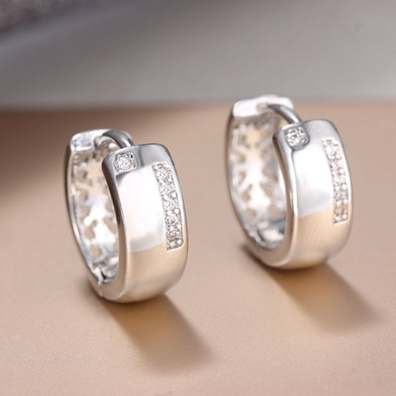 Korean Style New Diamond Studded Glossy U Shaped Fashion Ear Buckle Ins Cold Style Simple All Match Sweet Small Ear Ring Ear